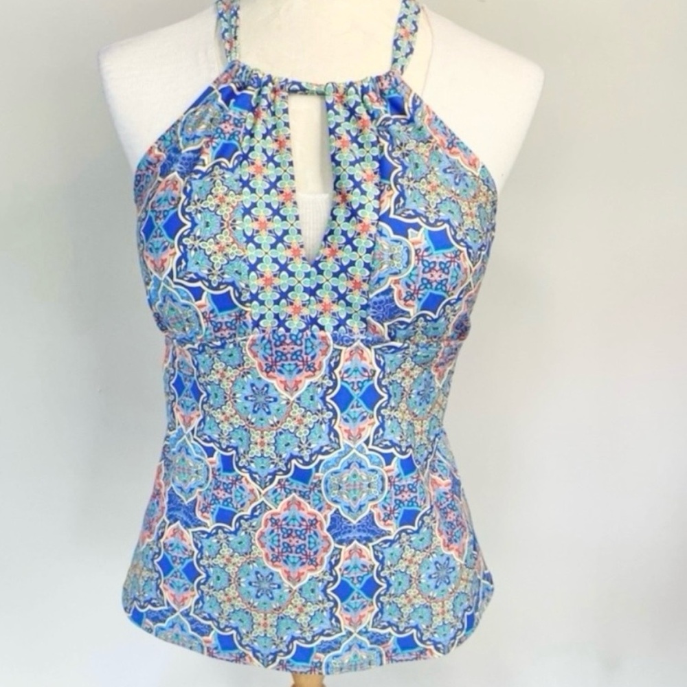Sunsets Mia Paisley Geometric Patterned Tankini Swim Top Size Medium